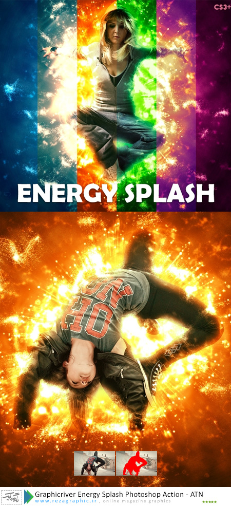 اکشن افکت انتشار انرژی فتوشاپ گرافیک ریور-Graphicriver Energy Splash Photoshop Action|رضاگرافیک